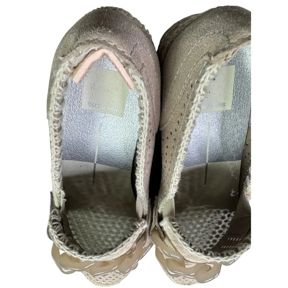 Dolce Vita Women's Jhenee Espadrille Perf Sneaker‎ Taupe Perforated Suede Size 8